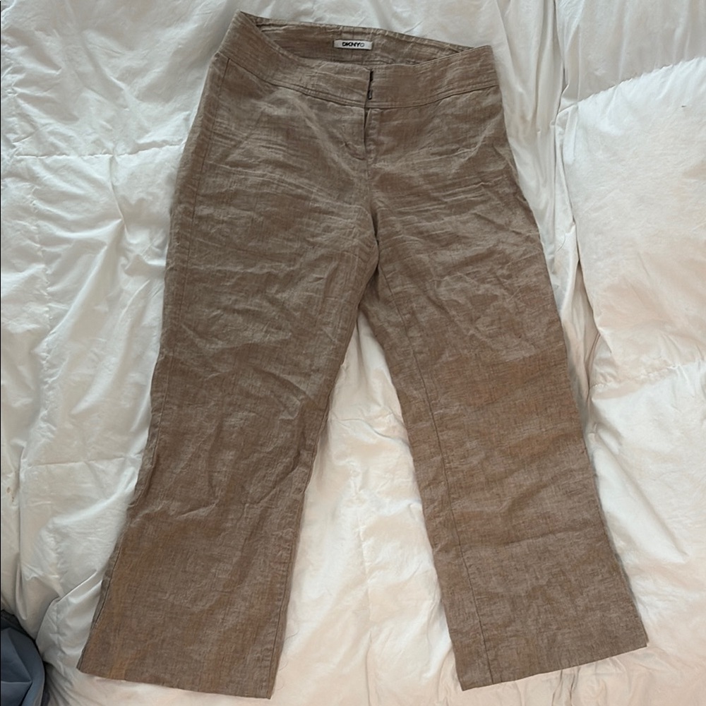 Light Brown Wide-Leg Linen Pants